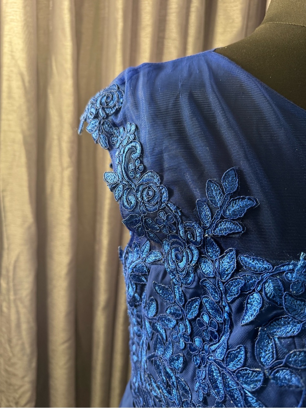 Angel Married Royal Blue Embroidered Lace Chiffon Dress NWT 22W - Picture 8 of 10